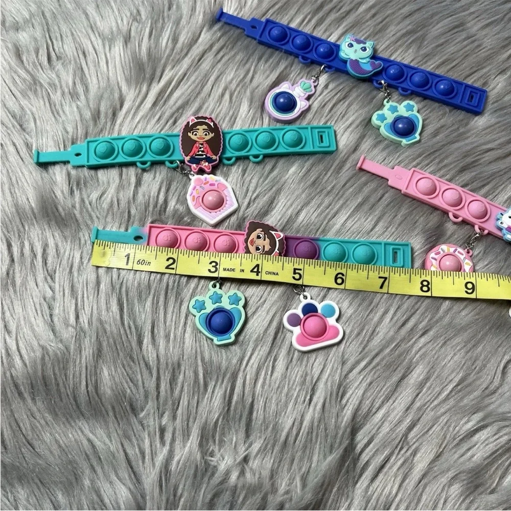 Gabbys Dollhouse Pop Eeze Fidget Rubber Bracelet Bundle Of 4